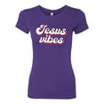 thumbnail image 2 of Wild Bobby Jesus Vibes Inspirational/Christian Women Slim Fit Junior Tee, Purple Rush, Small, 2 of 6