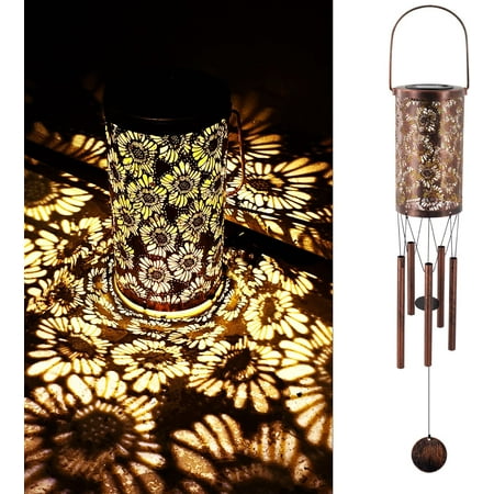 30  Solar Wind Chimes Hanging Lights Outdoor Led Lantern Metal Wind Chimes for Outside Unique Garden Hanging Solar Decorative as Gift for Mom Women Grandma (Bronze)
