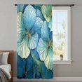 thumbnail image 4 of Teal Blue Leaves Sheer Curtains 54 Inches Long, Modern Abstract Art Botanical Light Filering Curtains, Breathable Simi Curtain Privacy Drapes for Kitchen Bathroom Nursery Small Window Treatment, 4 of 9