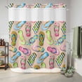 thumbnail image 6 of No Hook Shower Curtain, Summer Slippers Shower Curtains for Bathroom with See Through Top Window, Watercolor Flip Flops Ocean Beach Light Brown Waterproof & Washable Bath Curtain 66"x72", 6 of 9