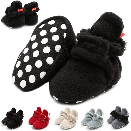 

QWZNDZGR Infant Baby Boys Girls Slippers Cozy Fleece Booties Soft Bottom Warm Cartoon Socks Newborn Crib Shoes