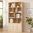 thumbnail image 4 of 4-Tier Tall Bookshelf with 3 Doors, 71" Open Shelf Bookcase with 10 Cubes, Modern Cube Storage Organizer for Living Room, and Office, Oak, 4 of 10