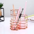 thumbnail image 5 of Metal Rose Gold Pencil Holder Triple Mesh Holder Round Iron Metal Pen Holder Fashion Pen Holder Organizers Fashion Openwork Pen Holder, Pencil And Brush Storage, 5 of 5