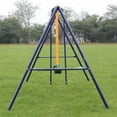 thumbnail image 3 of Metal Swing Set Outdoor with Glider for Kids, 2 Seats and 1 Swing Glider, Ages 3-8, Hold up to 440lbs, 3 of 10