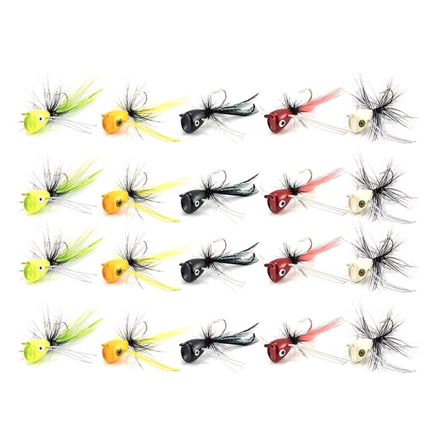 20 Piezas Poppers de Pesca con Mosca, SeñUelos de Pesca de Superficie, Bajo, Tipo de , Azul, Trucha, Salmón