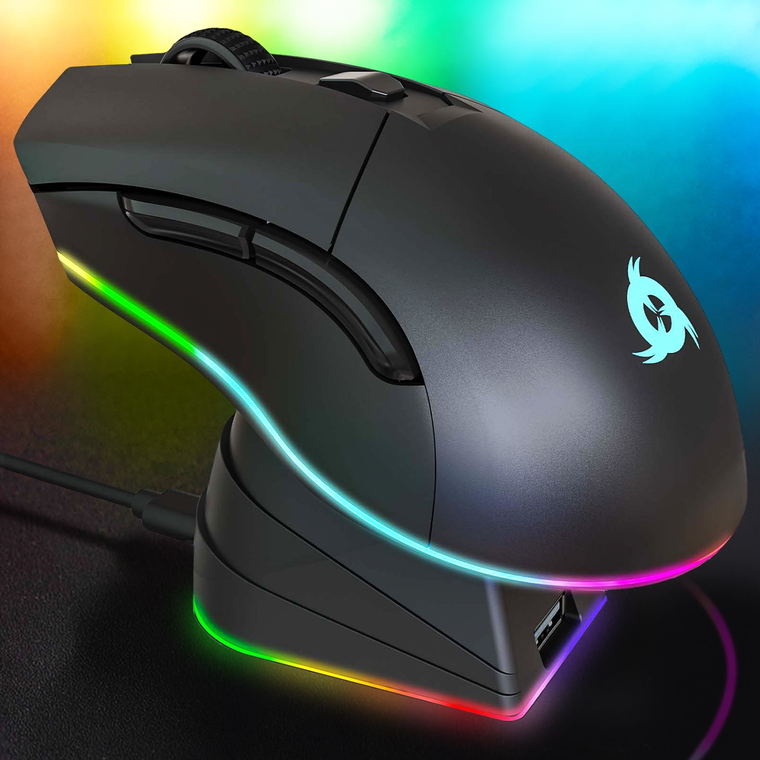 KLIM Blaze Rechargeable Wireless RGB Gaming Mouse, High-Precision 6000 DPI  Sensor, 7 Customizable Buttons Wired & Wireless Modes for PC, Mac, PS4 PS5  