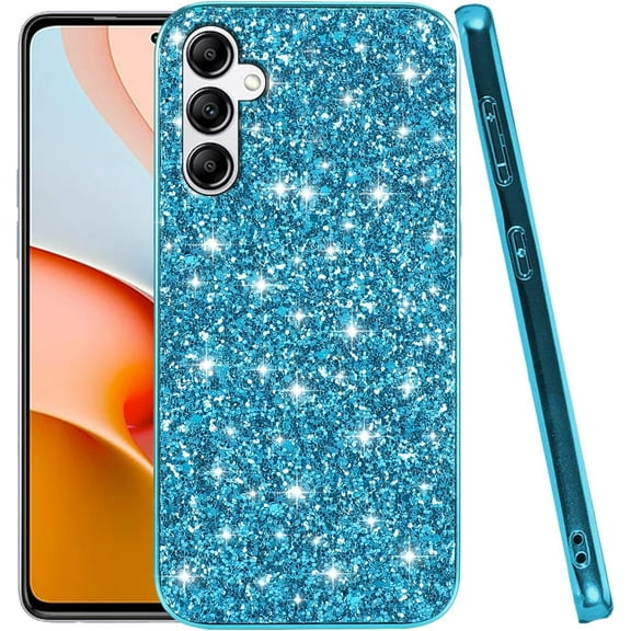 Compatible with Samsung A16 5G Case Glitter Shockproof, for Galaxy A16 5G Phone Case Bling Sparkly TPU and PC Silicone Shiny Girl Women Thin Protective Cover (Blue)