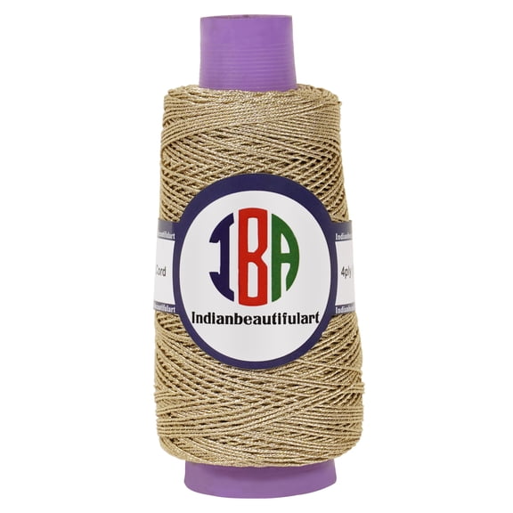 IBA Indianbeautifulart Metallic Thread For CraftsTwistedCordFor MacrameTwistedRope For Handmade Art DIY Projects Wall Art Decorations Pack of 1 |Beige