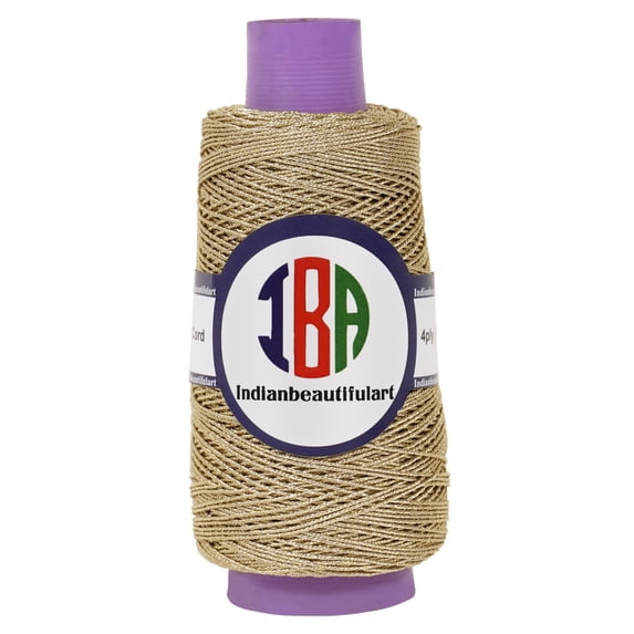 IBA Indianbeautifulart Metallic Thread For CraftsTwistedCordFor MacrameTwistedRope For Handmade Art DIY Projects Wall Art Decorations Pack of 1 |Beige