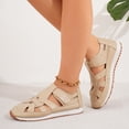thumbnail image 3 of Fisherman Gladiator Sandals for Women Closed Toe Summer Walking Shoes Crooss Strap Hook and Loop Casual Nonslip Flat Shoes Beige Size 7, 3 of 8