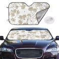 thumbnail image 3 of Lsque Vintage Stylized White Color Car Windshield Sun Shade | Accordion Folding Style Auto Shade for Car Truck SUV Van | Blocks UV Rays Sun Visor Protector | Medium, 3 of 7