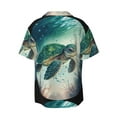 thumbnail image 2 of Naloa Watercolor Turtle5 Men's Loose Fit Cuban Collar Short-Sleeve Shirt with Button-down and Chest Pocket for Everyday Wear Outings - Medium, 2 of 7