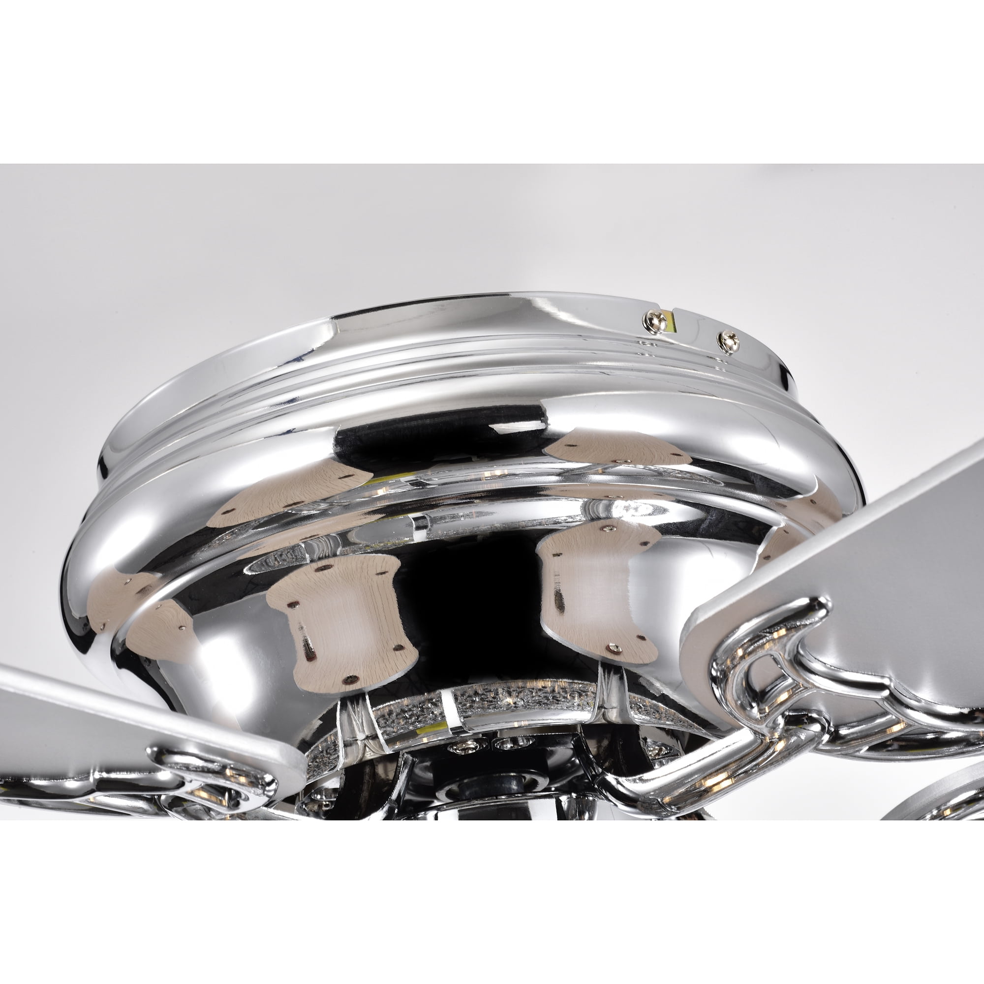 Branson Chrome 52-Inch 3-Light 3-Tier Metal & Crystal Drum Shade Lighted Ceiling Fan