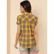 thumbnail image 5 of CamiDe Cuadros Estilo Western De Algodón Clásico Con Botones PaMujer Amarillo M, 5 of 6