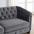 thumbnail image 6 of 59 Inch Chesterfield Sofa, Velvet 2-Seater Couch, Upholstered Sofa with Deep-Button Tufting and 2 Pillows for Living Room, Bedroom, Apartment, Office, Salon, Lounge, Classic Design, Grey, 6 of 8