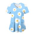 thumbnail image 5 of COMVALUE Scrubs for Women V Neck Short Sleeve Animal Print Nursing Uniform Top with Pockets Stretch Medical Scrub Shirt (Sky Blue, 3XL), 5 of 9