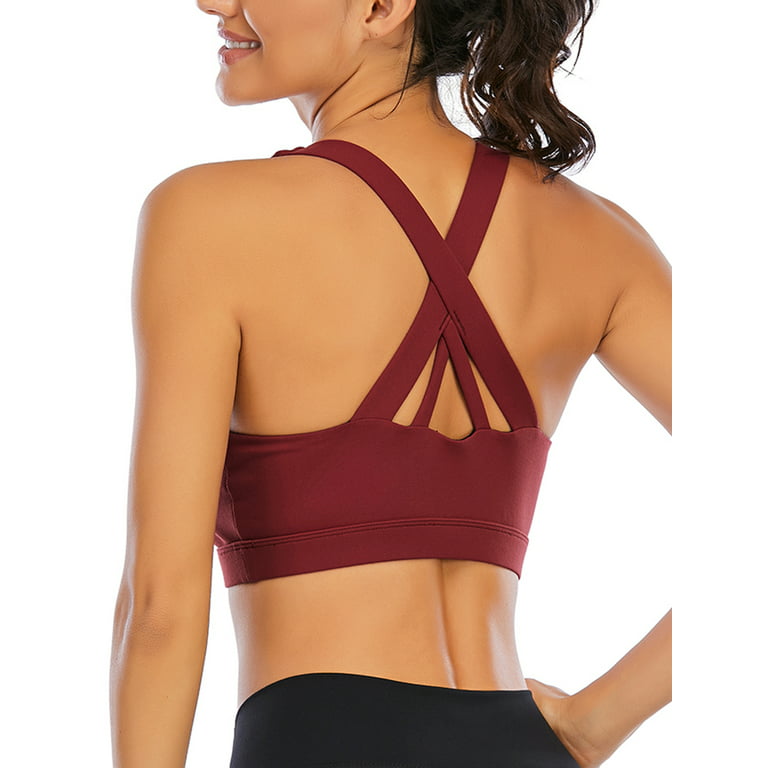 Sports bras for women padded backless workout bra low impact criss