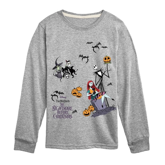 The Nightmare Before Christmas - Jack and Sally Group   - Youth Boys Long Sleeve Graphic T-Shirt
