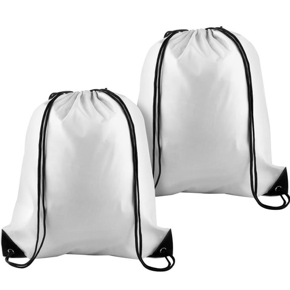 2 Pcs White Drawstring Backpack Drawstring Bag Bulk Sports Cinch Bags String Backpack Storage Bags for Gym Traveling