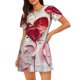 thumbnail image 1 of Balery Textured Heart Abstract Art Camisón de manga corta con cuello redondo para mujer, cómodo y elegante., 1 of 6