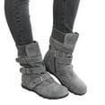 thumbnail image 3 of Women Suede Round Toe Zipper Flat Pure Color Buckle Strap Keep Warm Snow Boots, 3 of 7