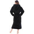 thumbnail image 2 of Women's Plush Fleece Robe with Hood, Long Warm Solid Bathrobe, 2 of 7