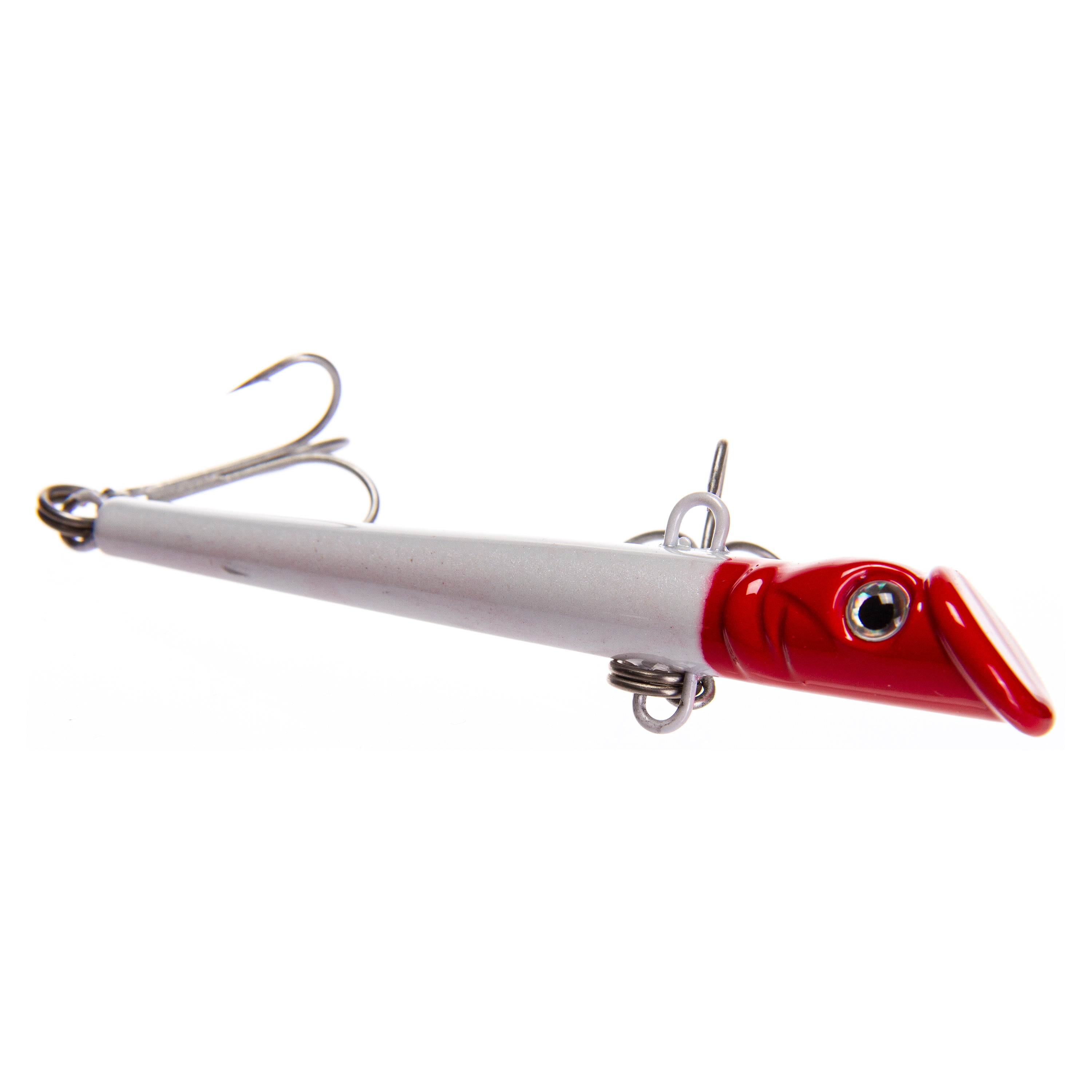 Ozark Trails 1 ounce Saltwater Inshore Fishing Jigging Lure, In fish  attracting colors. Red head White body color. 