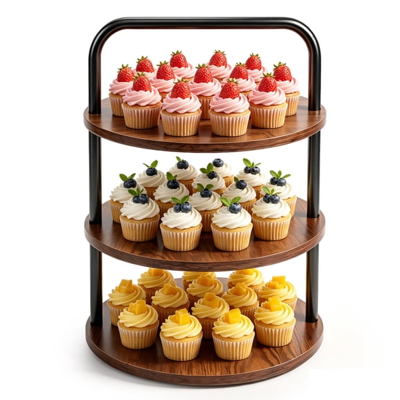 Cupcake Stand, Qissep 3 Tier Wooden Cupcake Stand for 52 Cupcakes, Large Dessert Table Display Set Cupcake Tower Tiered Tray Stand Serving Tray for Party Supplies Vendor Display Farmhouse Decor