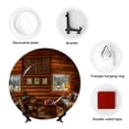 thumbnail image 4 of Yiaed Log Cabin Inside Print Bone China Decorative Plate Ceramic Dinner Plates Art Crafts with Display Stand-7in, 4 of 6