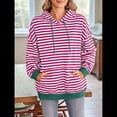 thumbnail image 4 of Sudadera con Capucha A Rayas para Mujer, Estilo Adolescente, para Otoño. Rosa Roja S, 4 of 10