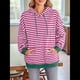 thumbnail image 4 of Sudadera con Capucha A Rayas para Mujer, Estilo Adolescente, para Otoño. Rosa Roja M, 4 of 10