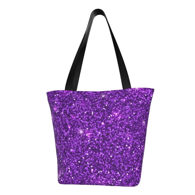 Disketp Purple Glitter Bolsa de Hombro Casual para Mujer, Bolso Cruzado para Compras, Viajes y Uso Diario