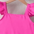 thumbnail image 4 of CAICJ98 Girls Summer Outfits Casual Soft Ruffle Sleeve Peplum Top & Wide Leg Pants Set Stylish Comfortable Kids Spring Clothes Set (Red,9-10 Years), 4 of 4