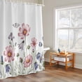 thumbnail image 6 of Shower Curtain for Bathroom Spring Farm Flowers Leaves Butterfly Waterproof Bath Curtains Shower Curtains with Hooks,Pink Green Plants on White Bathroom Curtain Privacy Drapes for Bathtubs 36x72in, 6 of 9