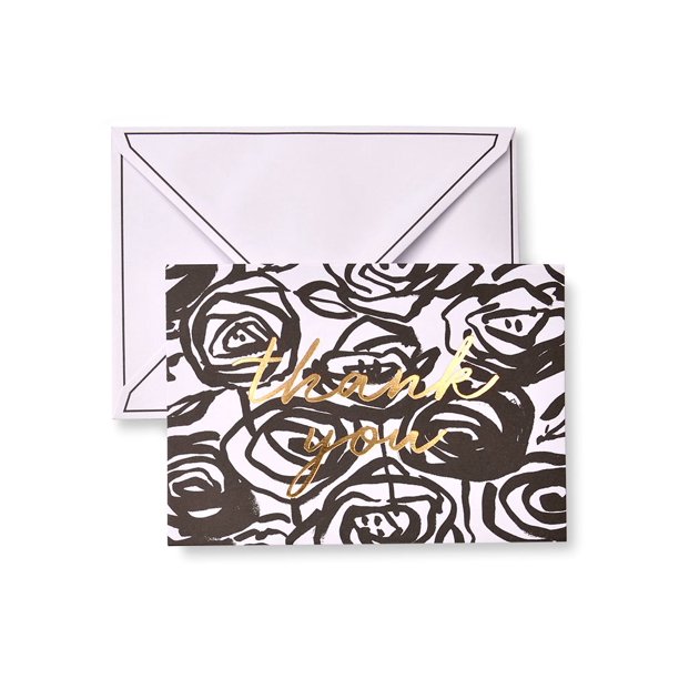 Stanley Abstract Floral Thank You Cards With Gold Foil, 50 count
