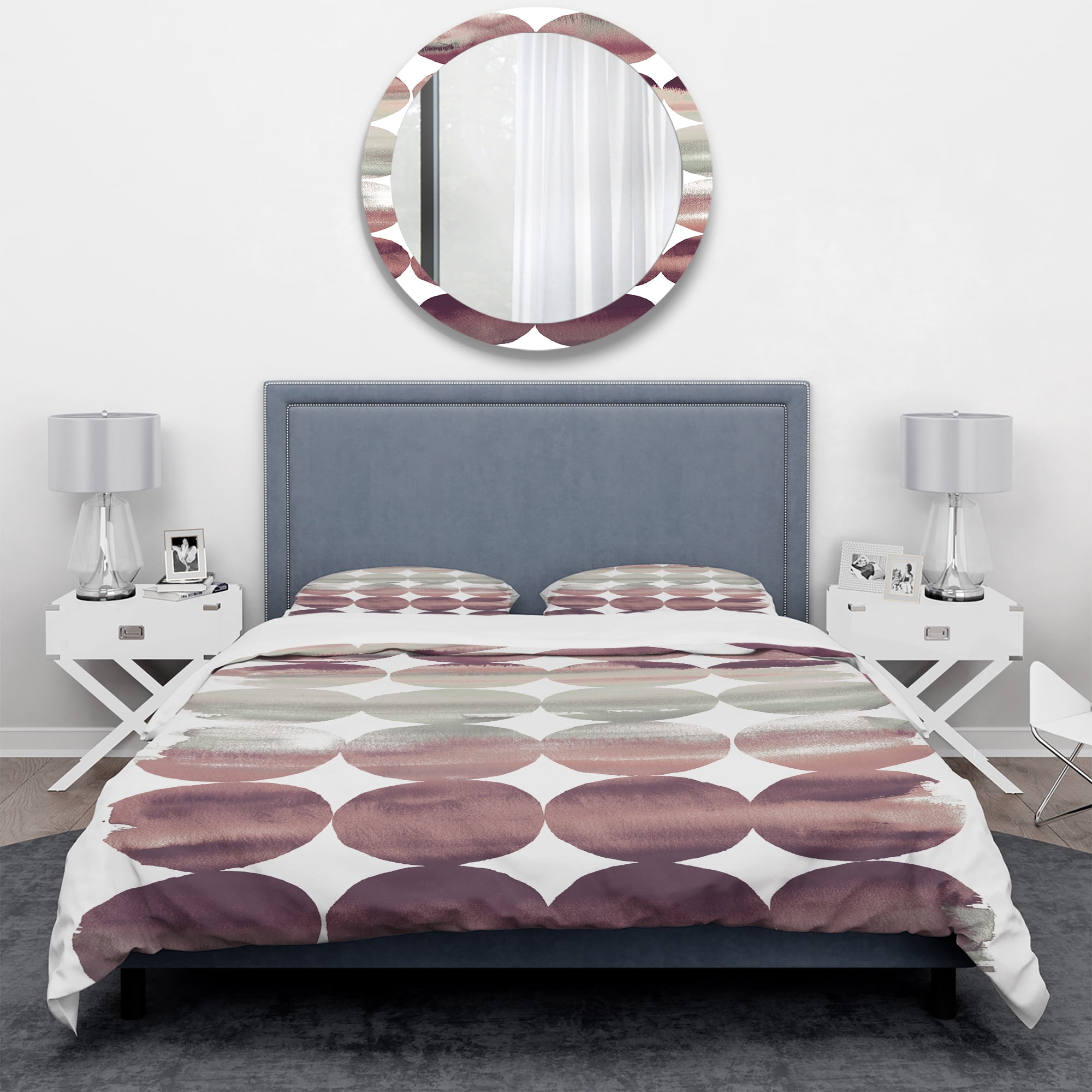 Designart 'Plum Dots minimal geometric I' Geometric Duvet Cover Set