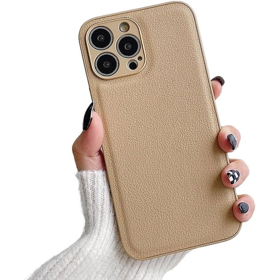Designed for iPhone Case,Luxury Leather Skin Touch Camera Lens Protection Shockproof Protective Cover Phone Case (iPhone 15 Pro Max,Brown)