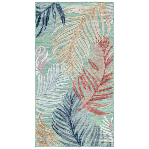 SAFAVIEH Cabana Oakley Botanical Indoor/Outdoor Area Rug, Green/Rust, 4' x 6'