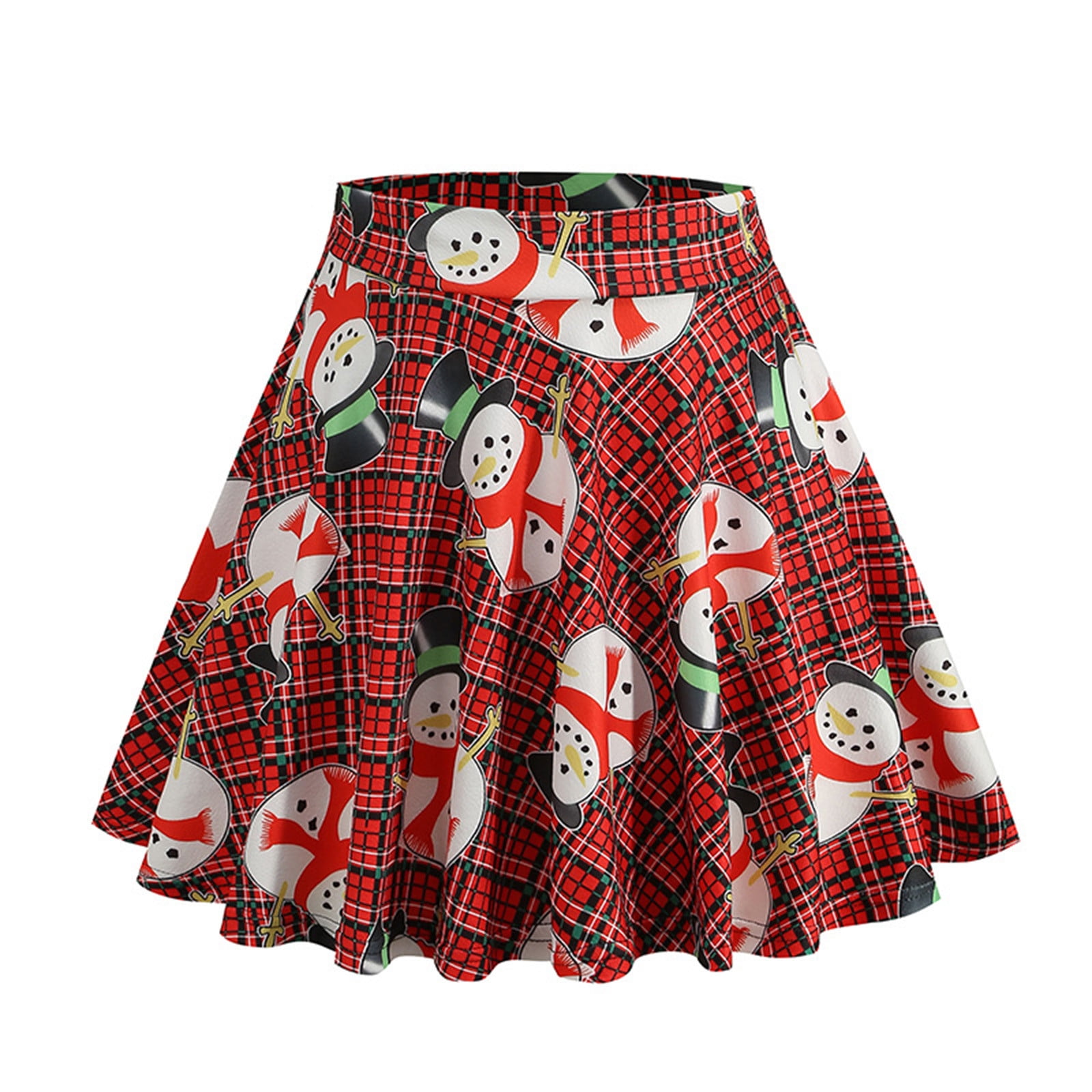 jovati Christmas Skirt for Women Women Summer Fashion Casual Christmas Print High Waist Short Swing Skirt Dance Skirt