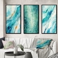 thumbnail image 1 of Designart "Turquoise Impressions Waves of Infinity VII" Abstract Painting Framed Wall Art Set Of 3 - Turquoise Modern Frame Gallery Set For Office Decor, 1 of 6