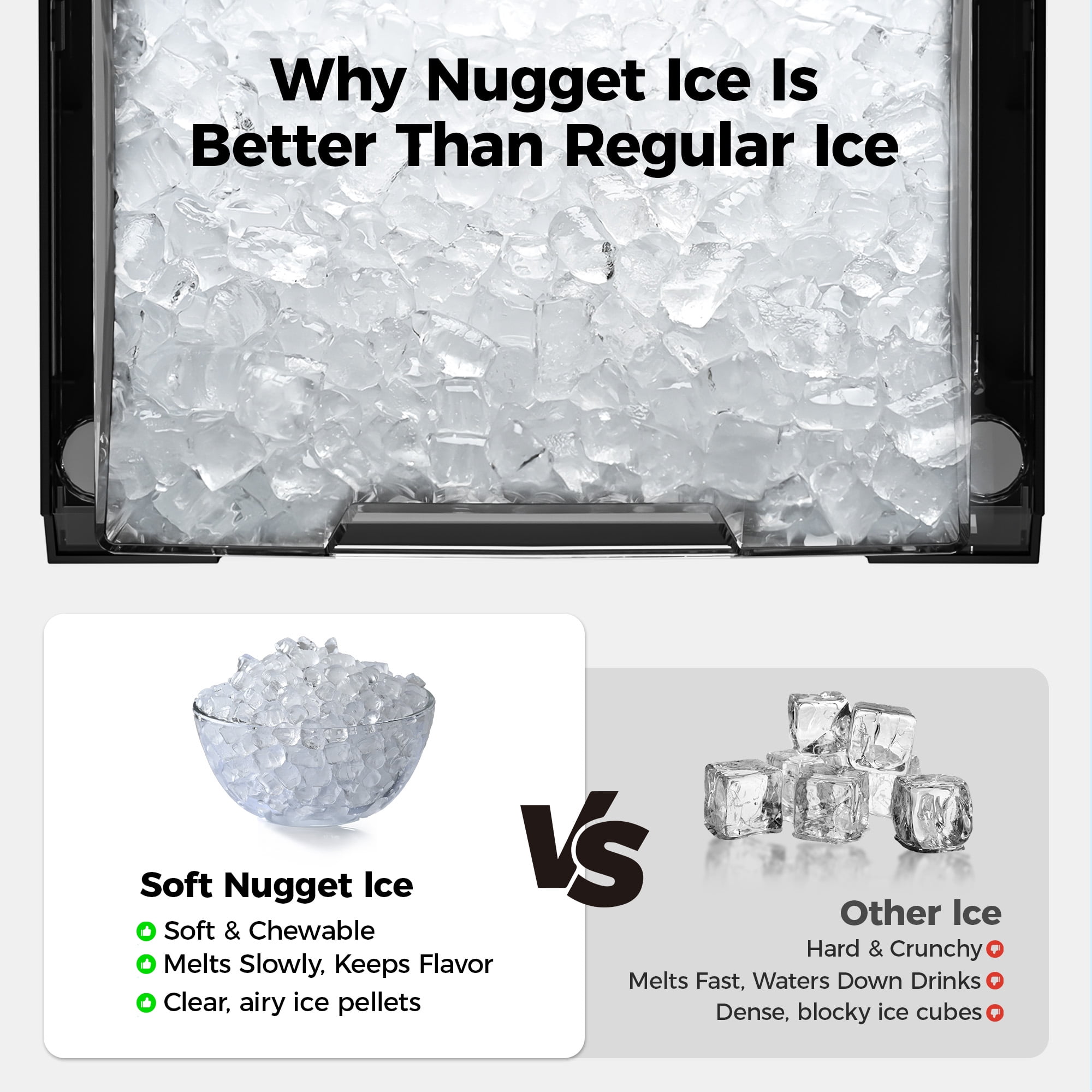 Simzlife Nugget Ice Maker Countertop 26.5 lbs/24H, Self- Cleaning Countertop Ice Machine, 1.7 Qt Water Tank, Stainless Steel, Soft Chewable Pellet Ice for Home/Kitchen/Party