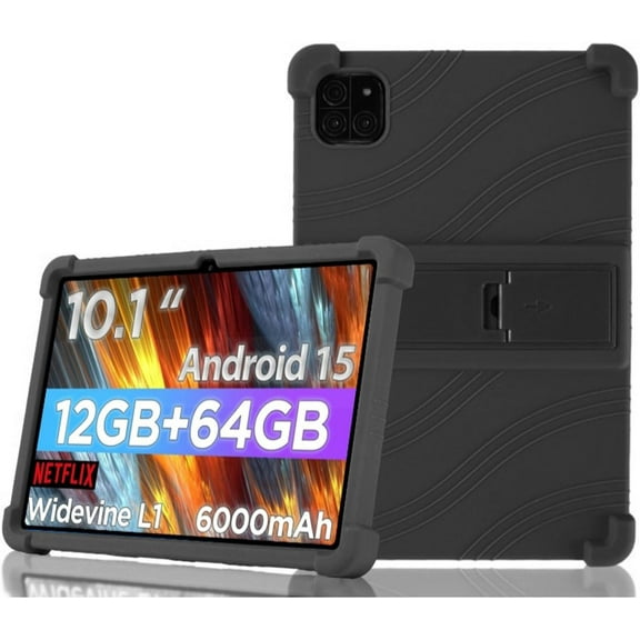 zukof Case for Callsky-Tab 10.1 inch Android 15 Tablet - Lightweight Slim Flexible Soft Silicone Stand Case Friendly Cover (Black)