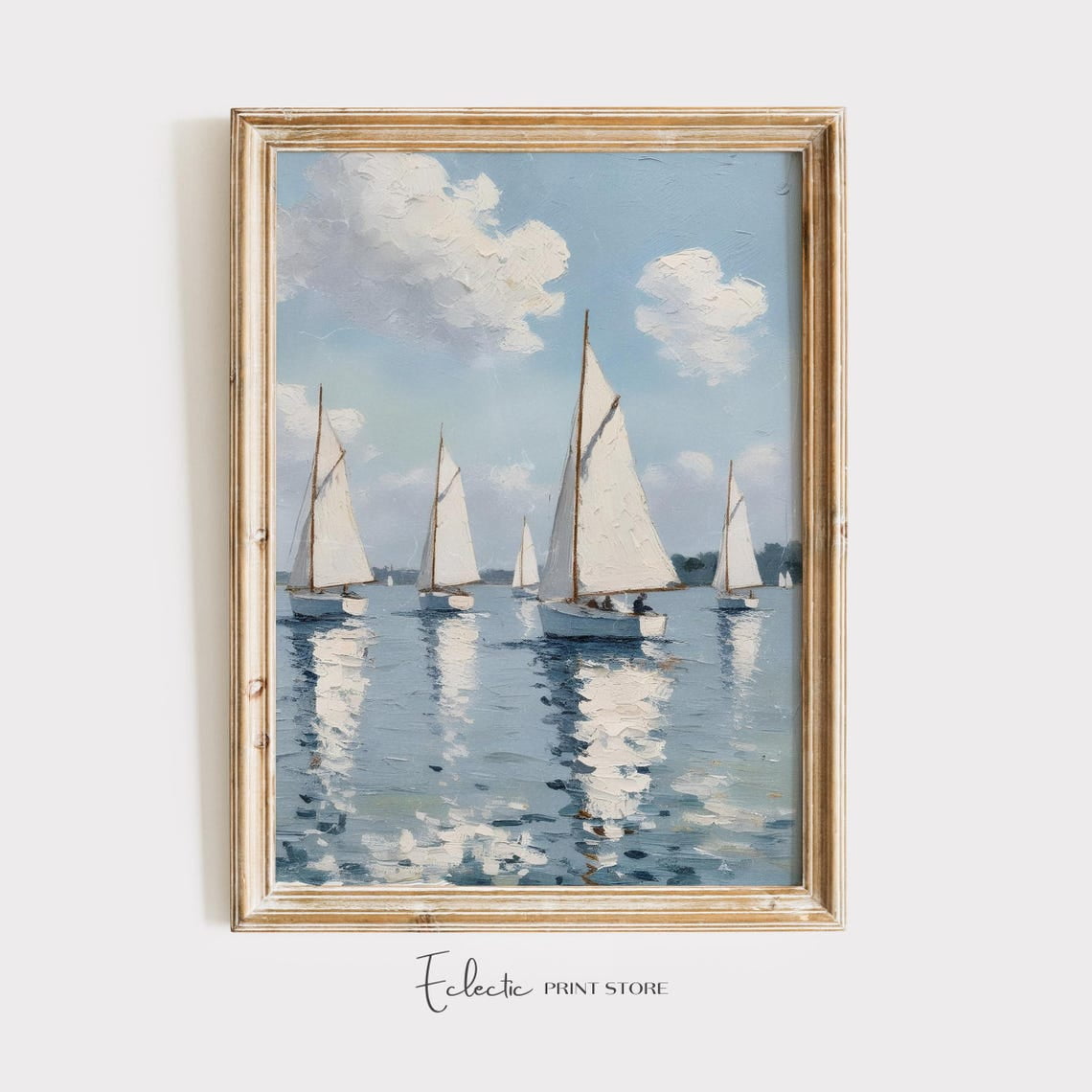 Sailboat Wall Art Print Vintage Nautical Beach Decor