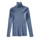 thumbnail image 3 of Jersey de punto de cuello alto ajustado BLESIY clásico sólido azul, 3 of 8