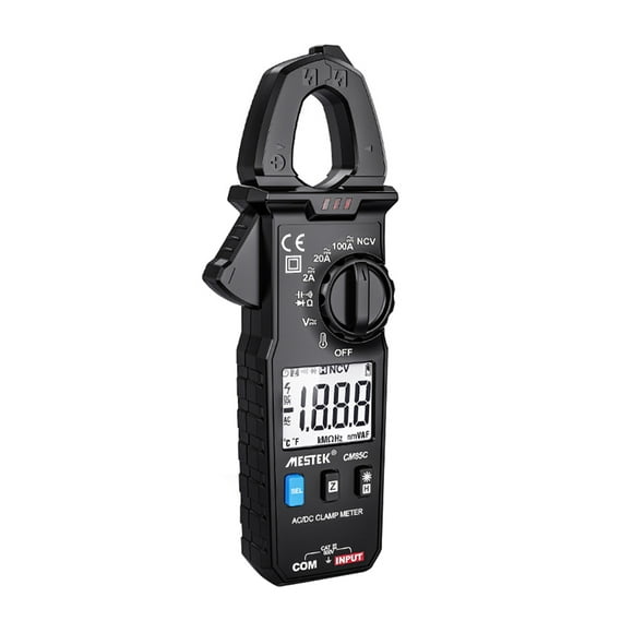 MESTEK Mini Clamp Meter Automatic Ranges LCD Display with Backlight 100A 600V NCV Portable Clamp Meter Direct Current AC Current Voltage Resistance Capacitance Diode Continuity Temperature M