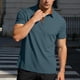 thumbnail image 4 of Ceisia Men's Slim Fit Short Sleeve Polo Shirt Herringbone Texture Color-Blocked Henley Collar Spring Summer Shirt Gift, 4 of 5