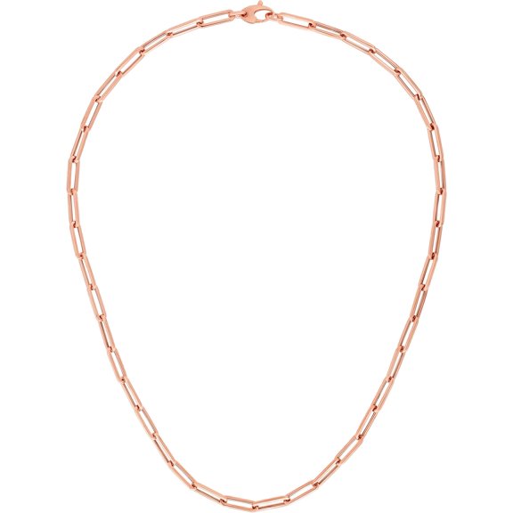 Floreo 14k Rose Gold 4.2mm Hollow Paperclip Link Chain Necklace - 18 Inch