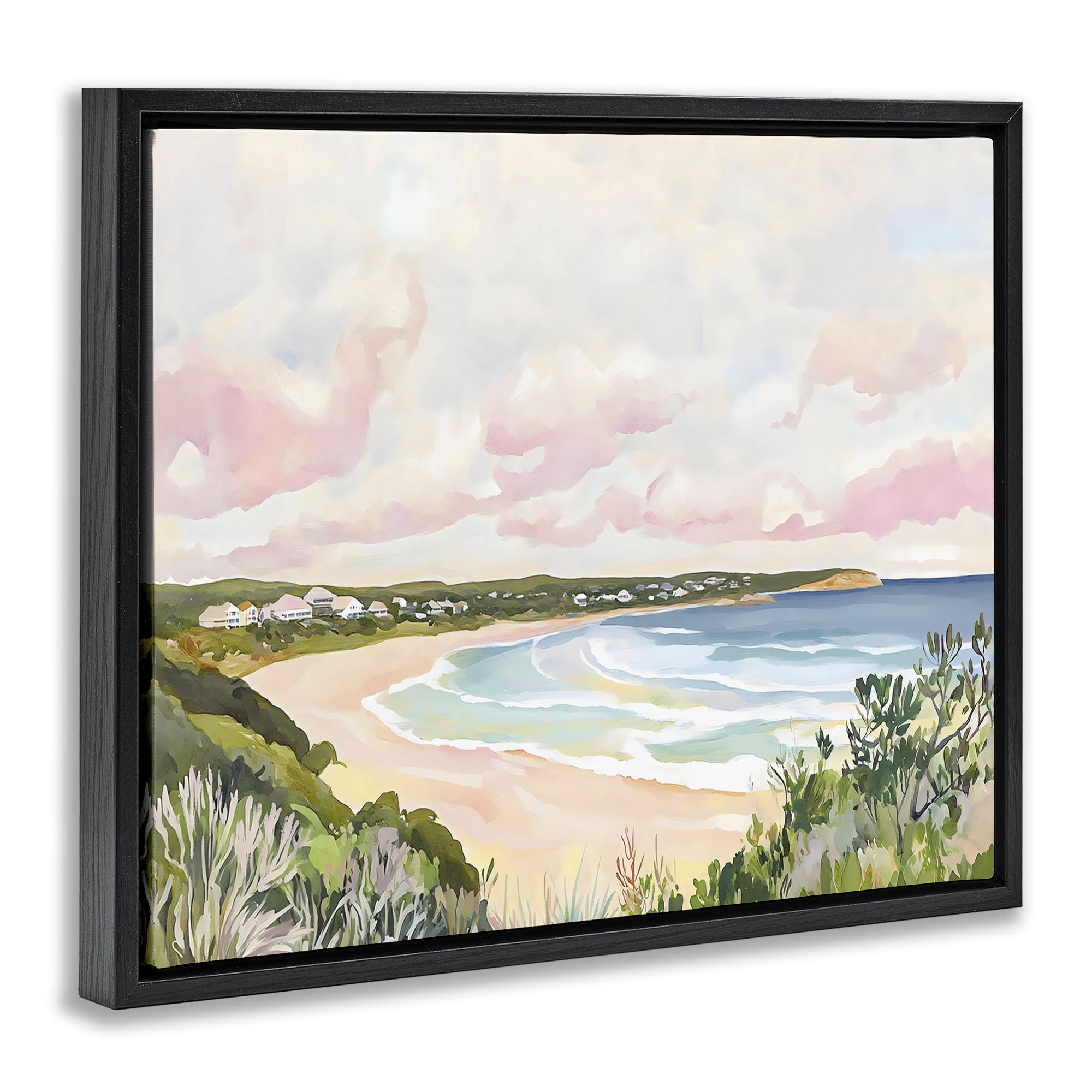 Stupell Industries Serene Sunset Beach Panorama Black Framed Floater Canvas Wall Art, design by The Prints Vibe