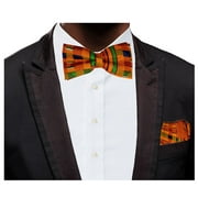Kente African  Print Bow Tie with Pocket Triangle