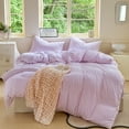 thumbnail image 5 of Pink Gingham King Duvet Cover Set, Pink Plaid Comforter Cover Set, 3 Pieces Checked Bedding Set (Pink Gingham, King), 5 of 7